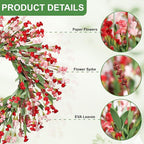 Artgar Front Door Wreath 26 Inch Spring/Summer Wreaths for Front Door, Front Door Wreaths for All Seasons for Indoor Outdoor Home Office Wall Window Wedding Farmhouse Decor (Red Pink)