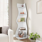 LITTLE TREE 70-Inch Corner Shelf, Seaweed Shaped Etagere Display Bookshelf, Freestanding 5-Tier Wall Shelves for Small Spaces, Bedroom, Living Room, 2 Pack, White