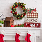 Lineshading 4 Pcs Christmas Table Decoration Wooden Hot Cocoa Santa Hat Decorations Christmas Tiered Tray Decor Winter Centerpiece Decorative Santa Hat Hot Cocoa Gift Box Tree Block Signs for Home