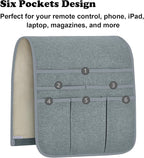 Teniux Remote Control Holder Armchair Caddy for Recliner Couch, Non-Slip Armrest Organizer with 5 Pockets for Magazine, Tablet, Phone, iPad (Silver Grey)