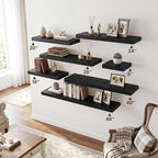 RICHFOCUS 28Inch Floating Shelves for Wall 2 Pack Shelves for Bedroom|Kitchen|Bathroom|Laundry Room Rustic Wood Wall Mounted Shelf with Invisible Brackets for Books|Storage|Decor, Black