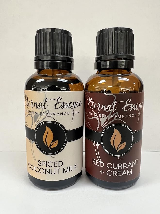 Eternal Essence Oils 2 Pack 30ml Premium Fragrance Oil - Spiced Coconut Milk & Red Currant & Cream - for Candle, Soap Making, Aromatherapy, Diffusers, Home Care, & Humidifiers