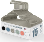 Neaties Plastic Hangers 15 Pack – Made in The USA – 6lb Capacity Standard Clothes Hangers with Notches and Reinforced Edges for Dresses, Lingerie, Shirts, Pants, and Jackets – Gray