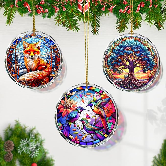 Hummingbird Stained Glass Ornament - Christmas Tree Decoration, Gift Exchange Present Idea