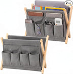 Sliner 2 Pack Foldable Magazine Rack with 6 Pockets 14x10.4 Inch Book Basket Storage Holder for Books, Newspapers, Home Couch Tablet Magazine Holder for TV Remote Control Living Room