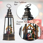 13.5'' Christmas Nativity Snow Globe, Retro Lighthouse Style Musical Lighted Water Lantern, Decoration with Swirling Glitter, USB Powered and Battery Operated, Xmas Home Décor Gift