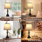 Seealle Touch Lamps for Nightstand - Bedside Lamps Set of 2, 3 Way Dimmable, USB C+A for Bedroom & End Tables (Black&Grey)
