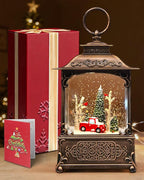 Christmas Snow Globes Light up Snowglobes Christmas Lantern with 8 Songs, 10.43" Christmas Snow Globes for kids adults, 6H Timer & Dual Power, Lighted Christmas Decorations Indoor, Gifts for Women Men