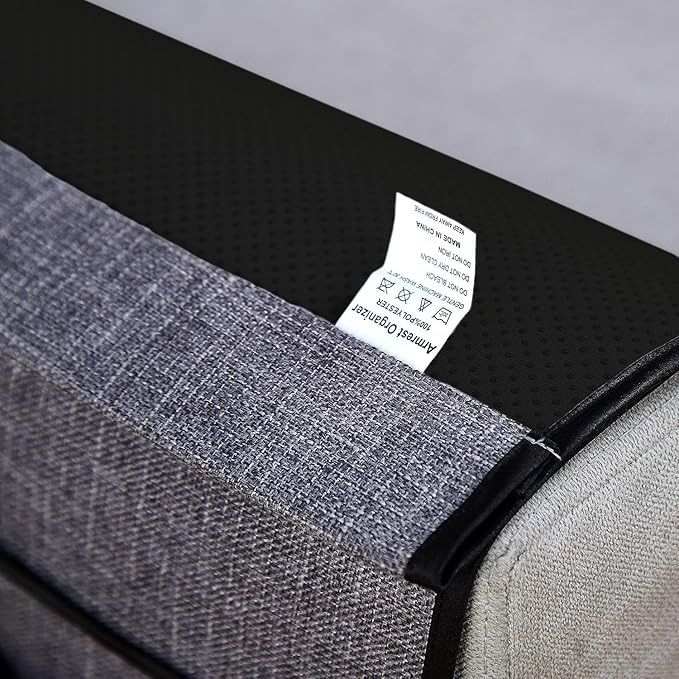 Sofa Armrest Organizer Non-Slip Arm Chair Hanging Caddy Remote Control Holder for Magazine,Tablet, Phone, Books, Glasses (B-Grey(19'')