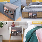 Sofa Armrest Organizer Non-Slip Remote Control Holders for Recliner Couch Chair Armchair Caddy with 5 Pockets for Table,Cell Phone,Ipad,Magazines,Books (Darkgrey, 19 x 35 Inch)