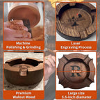 Cigar Ash Tray For Men Dad Wooden Home Ashtrays Personalized Walnut Outdoor Cigar Ash Tray With Name for Husband Grandpa Groomsmen Fathers Day Birthday Anniversary Christmas