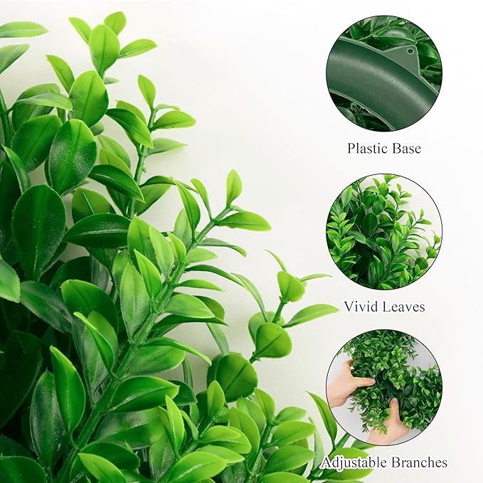 U'Artlines 20" Front Door Wreaths Artificial Spring Summer Greenery Hanging Garland for Home Wedding Wall Window Decoration (20'' Boxwood,1)