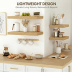 Vivelove 10" Deep Floating Shelves with Invisible Brackets, 36" Wall Shelves for Bathroom Bedroom Kitchen Living Room Laundry Room, Modern Rustic Shelves for Home Decor, 36"x10.2"x1.5", Set of 2, Oak