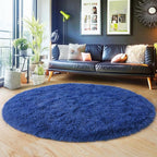5'x5' Blue Round Rug for Bedroom, Ultra Soft Fluffy Circle Rug for Kids Girls Boys Room, Cute Shag Rugs for Living Room Playroom Teen Room Home Decor Rug