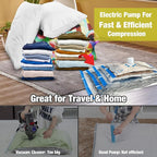 HIBAG Vacuum Storage Bags with Electric Pump, Vacuum Seal Bags for Clothing, Pillows, Blanket Bedding Comforters, 10 pack Large