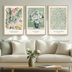 Framed Large Van Gogh Wall Art for Living Room, 3 Pieces Vintage Sage Green Canvas Painting Artwork for Walls, Botanical Wall Art Prints for Bedroom, Guest Room, Hallway, Home Office Wall Decor, 16x24 Inch