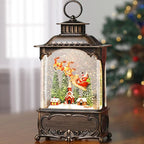 Christmas Snow Globes Village Snow Globe Lantern, Lighted Christmas Decorations Indoor for Home with Music Timer Glitter, Santa Claus Church Scene Festival Gifts, USB & Battery Operated