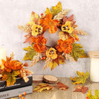 12 Pcs Fall Floral Swags Wreaths Mini Autumn Artificial Candle Rings Wreaths with Berries 3 inch Farmhouse Cabinets Hanging Wreath for Pillar Front Door Porch Wall Window Decoration