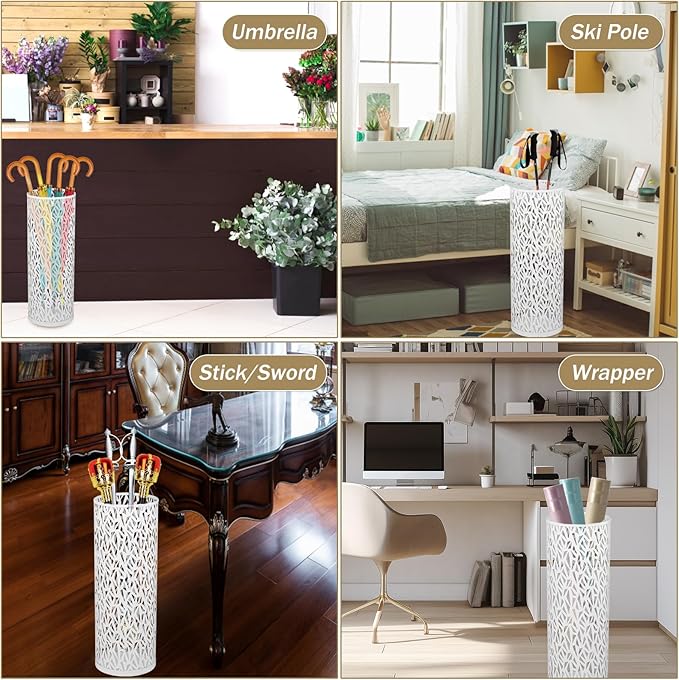 Umbrella Holder, Umbrella Stand Rack for Entryway, Metal Umbrella Stand, Freestanding Umbrella Stand Round Umbrella Holder for Canes, Indoor Walking Stick Holder for Home Entryway Office