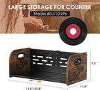 RUILALIFE Vinyl Record Storage Holder, Expandable Record Holder Rack With Movable Divider, 110 LP Album Display Shelf Stand, Magazine Holder