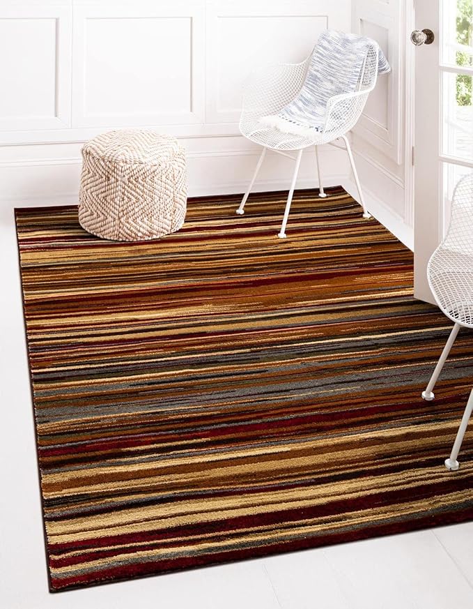 Unique Loom Barista Collection Area Rug - Icatu (6' 1" x 9' Rectangle, Beige/Brown)