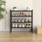 4 Tier (Thick) Bamboo Shoe Rack for Closet Free Standing Wood Shoe Shelf for Entryway Small Space Stackable 27"x12"x28" (Black Brown)