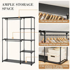 Portable Closet, Freestanding Wardrobe Closet Organizers and Storage,Open Clothing Racks for Hanging Clothes with 4 Shelves and 2 Hanging Rods，47.8x15.8x63.4 Inches