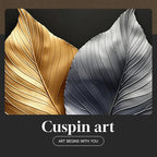 Framed Modern Elegant Wall Art, Black Gold and Silver Leaf Prints Paintings Artwork for Walls, Contemporary Luxury Picture for Bedroom, Dining Room, Lounge, Office, Living Room Wall Decor 24x24 In