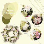Peony Wreath 23'' Spring Wreaths for Front Door, Artificial Large Floral Wreath for Front Door Wall Decor, Valentine’s Day Home Wedding Housewarming Gift EZsenses (Green)