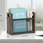 Rustic Magazine Holder, Wood Magazine Rack Floor, Magazine Storage Basket, Mesh Magazine File Holder, Magazine Holders for Shelves，Magazine Stand for Desk, Folder Organizer Bin for Magazines