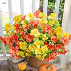Fake Hibiscus Artificial Flowers for Outdoors Spring Summer Decoration, 6 Bundles Silk Hibiscus Flowers Bouquet UV Resistant Look Real Faux Plants for Outside Planter Front Door Porch Balcony, 2MixHC