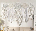 Set of 5 Boho, Hanging Large Boho Dream Catcher Wall Hanging Moon Dream Catcher Set Dream Catchers Wall Decor for Vintage Wedding Home Decorations (WHITC)