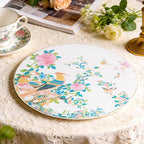 KAMMAK Ceramic Decorative Plate, Porcelain Plates for Kitchen Dining Room Wine Cabinet Home Decor, Vintage Collector Plates with 1 Display Stand, Circular Square - Peony