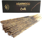 Oud Agarwood Incense Sticks - Artisan Luxury Masala Incense - Rolled Long-Burning (75 Minutes) Extra-Thick Sticks - Exotic Divine Scent for Home, Spirituality & Meditation - Oudh