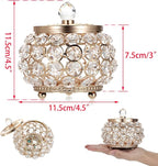 Hipiwe Crystal Jewelry Box with Glass Lid Small Trinket Organizer Mirrored Treasure Box Ring Holder Earrings Necklace Storage Box Keepsake Gift Box for Home Dresser Decor, Gold