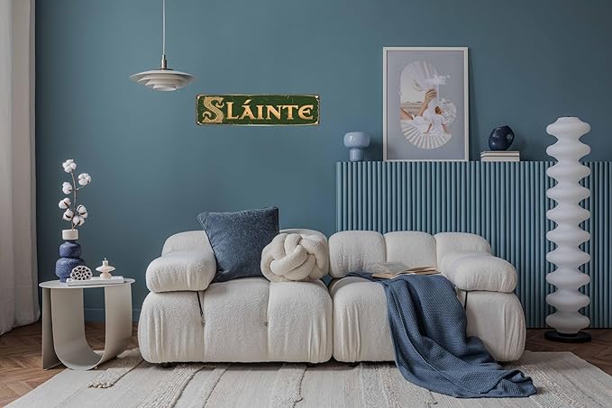 Vintage Irish Slainte Cheers Metal Sign 4x16 In Retro Beer Wall Decor For Man Cave Bar And Home Metal Outdoor Decor