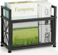 Magazine Rack Floor, Black Magazine Holder, Magazine Storage Basket, File Holder Organizer Stand, Metal Storage Shelf Box Bin Folder Organizer for Magazines, Books, Newspapers