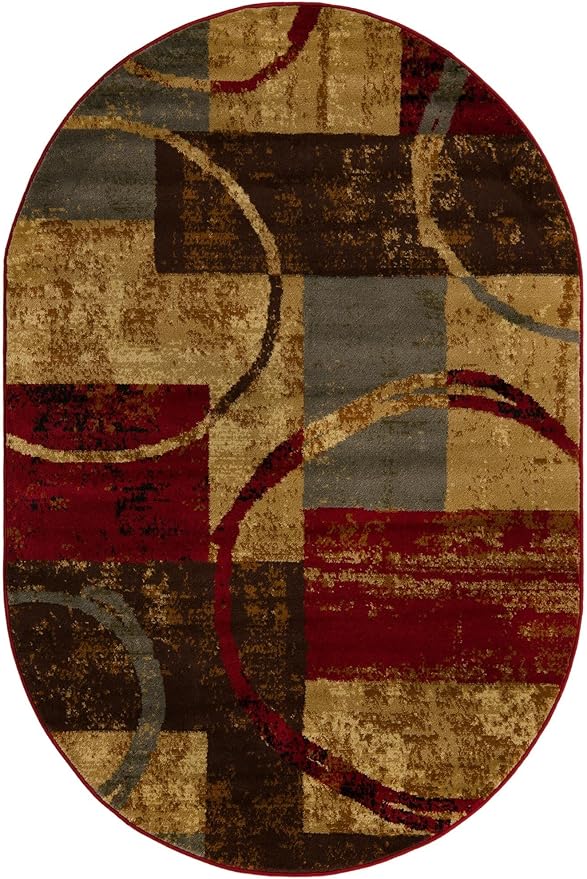Unique Loom Barista Collection Area Rug - Kouillou (4' 1" x 6' 1" Oval, Multi/Brown)