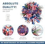 TEMPUS 20“ God Bless America 4th of July Patriotic Mesh Deco Wreath for Front Door, Memorial Day Red, White and Blue Ribbon Wreath for Indoor and Outdoor, Home Holiday Decor Summer Party Decor
