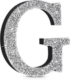 Qunclay 12'' Silver Crystal Diamond Bling Letters Crushed Diamond Decoration Wooden Glitter Letter with Screw and Hooks Rhinestone Gift for Wedding Y2k Mcbling Bedroom Wall Decor (Letter G)