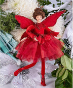 STP GOODS Christmas Decor Collectible Doll 12" Figurine for Home Decor & Holiday Posable Fairy Doll Indoor Christmas Fairy Christmas Seasonal Decoration Collectible Christmas Doll (Fairy in Red)