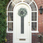 Jasuline 24 Inch Eucalyptus Wreaths for Front Door - Summer Spring Boxwood Greenery Leaves Wreath with Lambs Ear & White Berries, All Season Outdoor Hanging Decor for Indoor Porch Window Wall