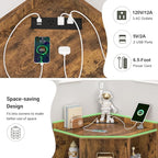 Aheaplus Corner Cabinet, Corner Storage with USB Ports and Outlets, Corners Cube Toy Storage for Small Space, Wooden Corners Bookshelf with 9 Cubes for Playroom, Bedroom, Living Room, Rustic Brown
