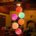 Color Changing Solar Power Wind Chime Spiral Spinner Crystal Ball Wind Mobile Portable Waterproof Outdoor Decorative Romantic Wind Bell Light for Patio Yard Garden Home (Crystal Ball)