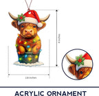 Highland Cow Ornaments for Christmas Tree, Highland Cow Gifts for Women Men, Cow Christmas Decorations, Farmhouse Christmas Ornaments Gift, Xmas Tree Hanging Decor, Animal Lover Gifts