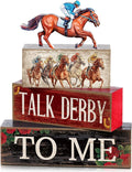 Lineshading 4 Pcs Derby Day Horse Party Decorations Derby Horse Racing Table Decor Wooden  Horseman Centerpiece Decor for Home Office Desk Decorations Holiday Party Supplies