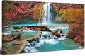 Tropical Forest Wall Art Nature Mountain Pictures Wall Decor for Living Room Bedroom Waterfall Landscape Canvas Prints Posters Tree Fall Scenery Paintings Modern Autumn Artwork Home Decorations 24x48”