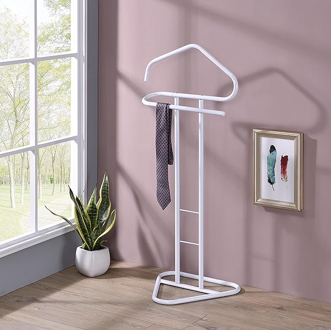 Kings Brand Furniture - Kalblins Metal Clothing Wardrobe Suit Valet Rack Stand, White