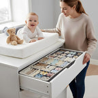 DECOMOMO Drawer Organizer for Baby – Clothes Organizer & Storage Dividers for Nursery, Storage Bins for Underwear, Bra, Socks, Diapers & Newborn Essentials (Grey, 12pcs)