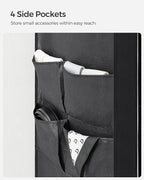 SONGMICS Portable Closet, Wardrobe Closet Organizer with Cover, 3 Hanging Rods and Shelves, 4 Side Pockets, 51.2 x 17.7 x 65.7 Inches, Large Capacity for Bedroom, Living Room, Ink Black URYG092B02